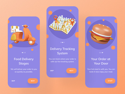 Onboarding Food Delivery App app application delivery design food illustration onboarding screens ui unique ux