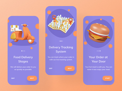 Onboarding Food Delivery App app application delivery design food illustration onboarding screens ui unique ux