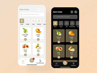 Appac Supply Wholesale App app application dark design ecommerce fruit hal light mobile sale translation ui unique ux vegetable wholesale