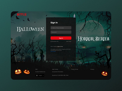 Netflix Login Page Halloween Concept app application concept darkmode design figma netflix ui unique ux web