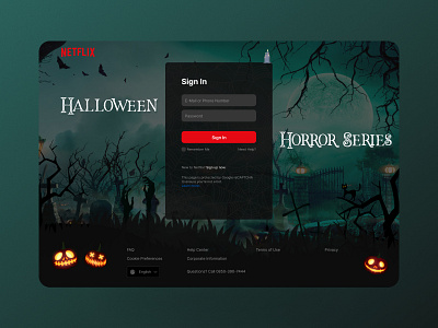 Netflix Login Page Halloween Concept