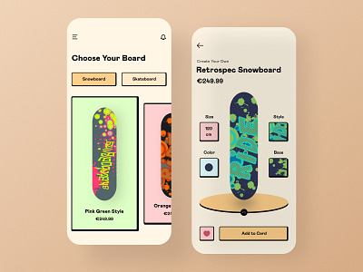 Neubrutalism Snowboard App Design