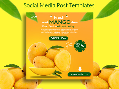 Mango Fruits Social Media Post Templates branding fruits social media graphic design instagram post social media post typography