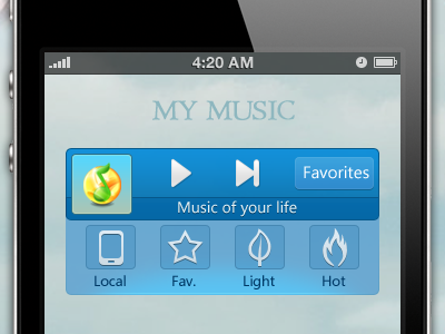 My Music blue design icon iphone menu music play ui