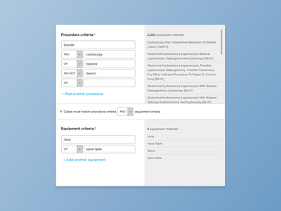 Procedure Matching healthcare ui ux