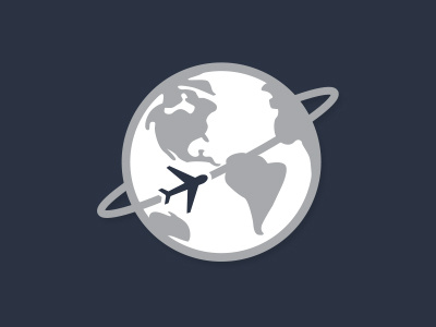 Are we there yet? blue globe grey illustration simple traveling vector