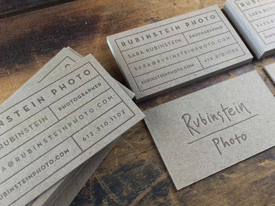 Rubinstein Photo Business Cards chipboard clean letterpress simple