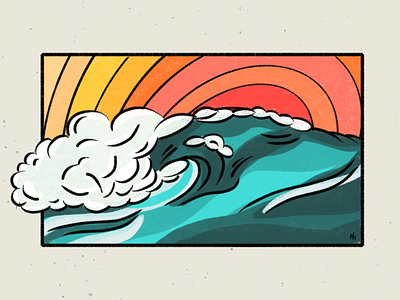 Breaker design digital art digital illustration digital paint digital painting illustration ocean sunset surf wave waves