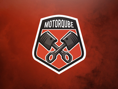 Motorqube Logo engine mark motor pistons qube red smoke sports