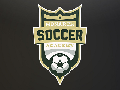 Reject academy badge ball goal gold green logo sharp shield soccer sports