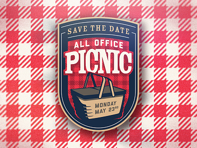 All Office Picnic badge basket checkered design may office picnic red save the date tablecloth vector