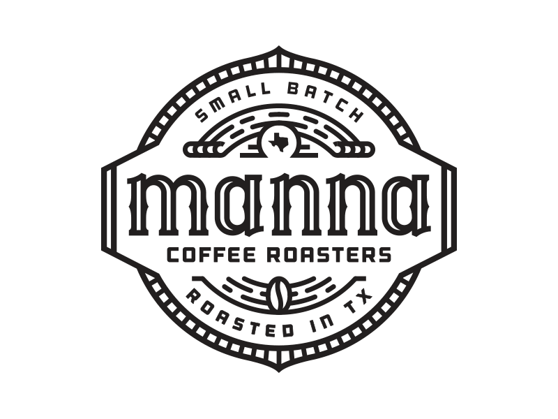 Manna Coffee Roasters badge bean coffee design emblem line work logo manna roasters texas