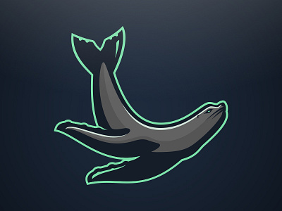 This is Walter creature design green logo sea sea lion seal sports vector walter water