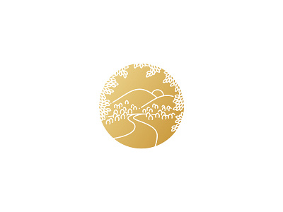 Simple Scenery circle foil gold gradient leaves linework monoweight nature path sun trees