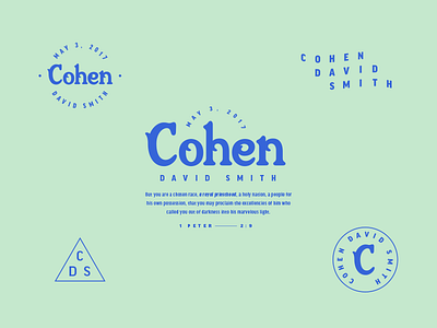 Cohen Type Practice baby blue custom design lockup serif smith son system type