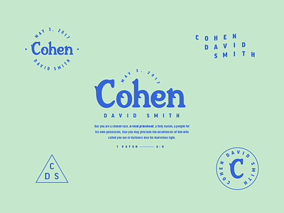 Cohen Type Practice baby blue custom design lockup serif smith son system type