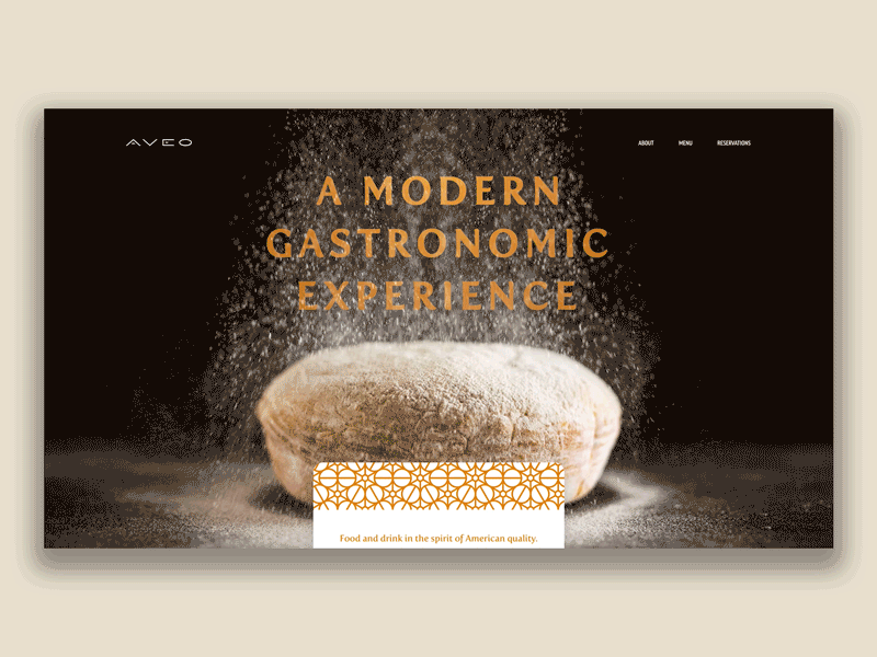 Aveo Website branding design falling gold parallax powder restaurant scroll ui website
