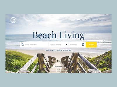 Beach Real Estate Concept beach branding concept logo ocean property real estate sand sun ui design web design website