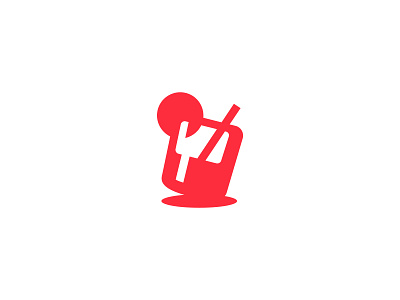 Tab Hop Logo alcohol app bar brand identity branding clean design drink flat icon illustration logo mobile red shadow sharp straw ui vector