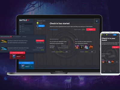 Battlefy Player Experience dashboard design esports gaming hearthstone match player product tournaments ui ux web