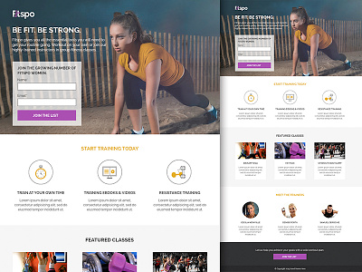 Fitspo - Lead Generation & Click Through Template click through fitness icons landing landing page lead generation page template ui web design