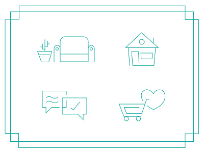 Furniture Shopping Icons cart furniture home icons illustration landing page shopping sketch social template vector