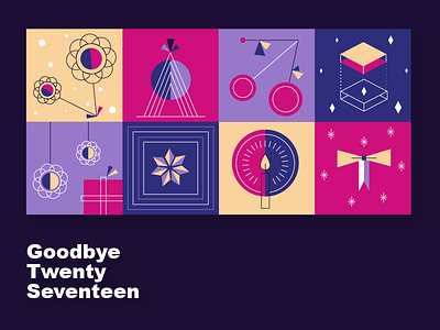 Goodbye Twenty Seventeen celebrate christmas holiday icon illustration new year typograhy visual design