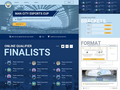 Man City FIFA Portal design esports football games iconography icons illustration landing page manchester mancity product soccer tournament ui ux video games web design