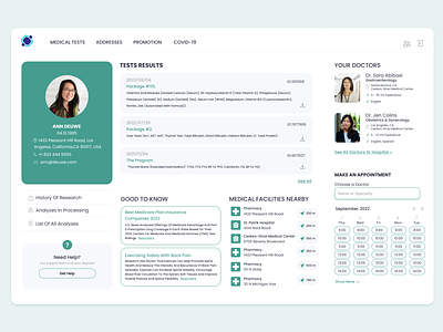 Profile page medical platform design minimal ui ux web