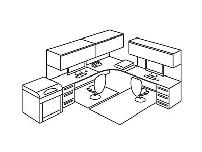 Mi oficina ai illustration mac office perspective printer simple vector