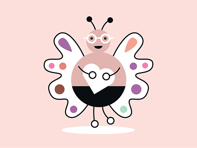 Nerd love bug ai bugs cute editorial illustration illustration kawaii minimal minimalist minimalist logo pastel colors software design vector