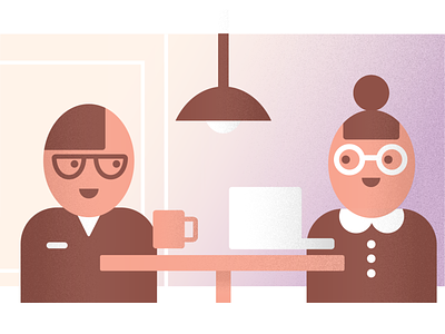 Networking at work coffee conversation corporate cute editorial illustration illustration laptop man and woman meeting networking talking vector