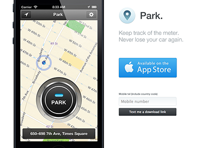 Park promo site app iphone map park store web