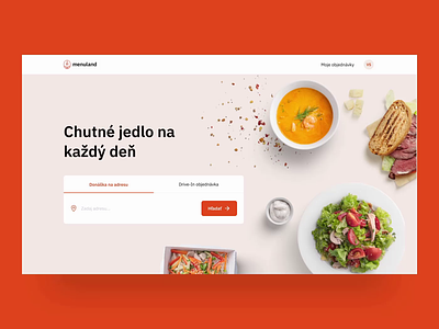 Menuland Homepage animation clean cloud cloud kitchen delivery ease easing food food app food delivery foodie foodies fork homepage kitchen menu red spoon wolt