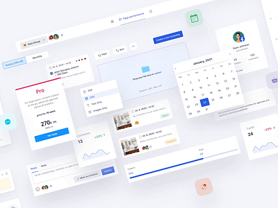 Kontentino Components admin boxes case study chart collaborate component dashboard design system features flat grid handoff infinite loop minimal silicon system ui kit widget widgets