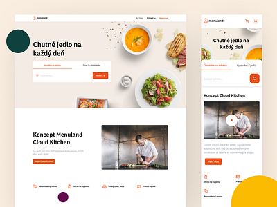 Menuland — Landing page 🙌 bolt cloud cook cream delivery desktop food kitchen light menu menuland mobile order responsive responzive wolt