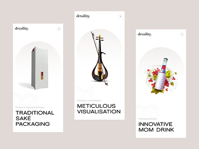 Detaility — Mobile Landing Page clean colours drink earth earthy iphone japan landing page mobile resolution responsive sake version violin