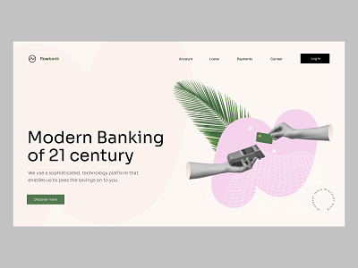FlowBank Landing Page bank bill collage cream fin fintech flow landing modern page pay paymant retro