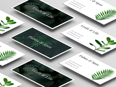 Fresh New Business Cards business card cards gradient leaf minimal modern palms perspective