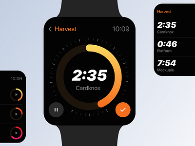 Harvest timer | Apple watch app apple watch challange chart concept countdown countdown timer daily ui dark mode minimal pie timer