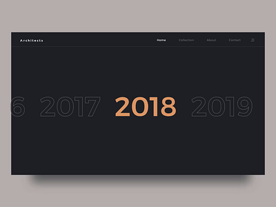 Architects Choose Year anima animation architect clean easing landing page menu minimal minimalist modern navbar outline select slide years