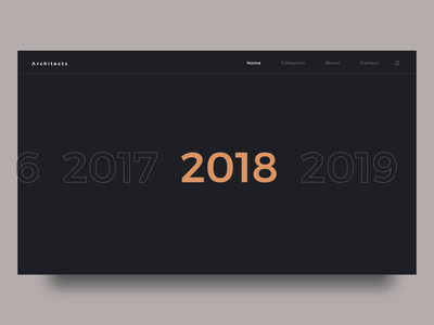 Architects Choose Year anima animation architect clean easing landing page menu minimal minimalist modern navbar outline select slide years