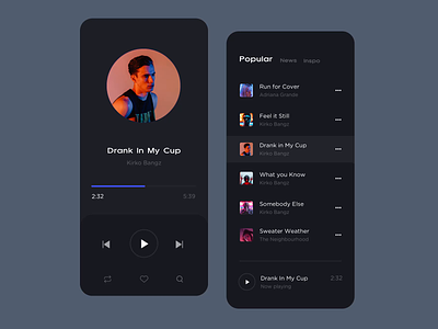 Music Player apple music art artist concept dark theme easing inspiration iphone itunes minimal music musician play player redesign smooth song spotify trend