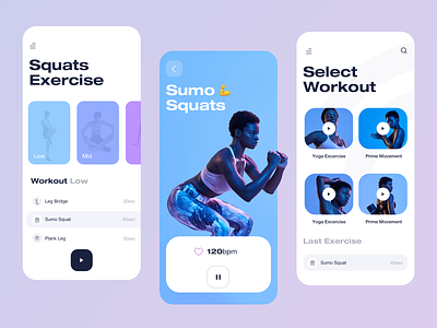 Fitness App Mobile ai assist assistant exercise fitness fitness app ios iphone personal personalised personalized purple trainee trainer virtual voice over workout yoga