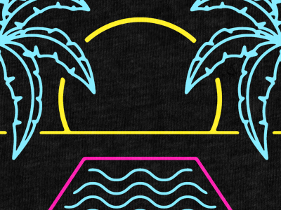 Don Broco - Pool apparel beach color colorful linework neon palm shirt sun sunset tshirt