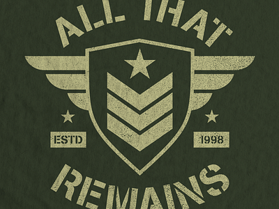All That Remains - Shield apparel army grit metal military shirt star stars stencil texture tshirt wings