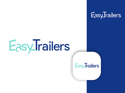 Easy Trailers linear design lineart logotype minimalist logo trailer logo truck truck logo typography