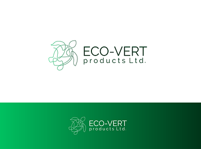 Eco-Vert products logo ecology gradient logo green logo logo minimalist logo modern logo one line art one line logo turtle logo