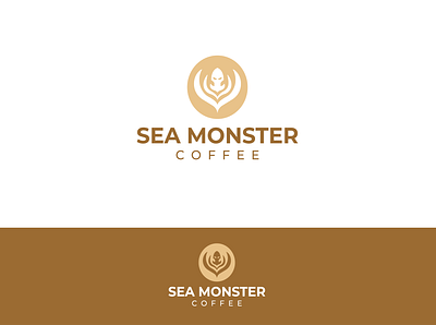 Sea Monster Coffee coffee cup coffee logo coffee logo design coffee shop flat logo minimal modern monster club monster logo