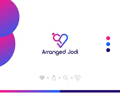 Arranged Jodi gradient ideas heart logo heart shape logo logo gradient logodesign love logo magnifier logo modern logo ring logo